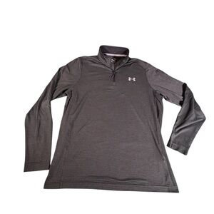 Under Armour ColdGear 1/4 Zip Pullover Men’s Large Gray Striped Long Sleeve